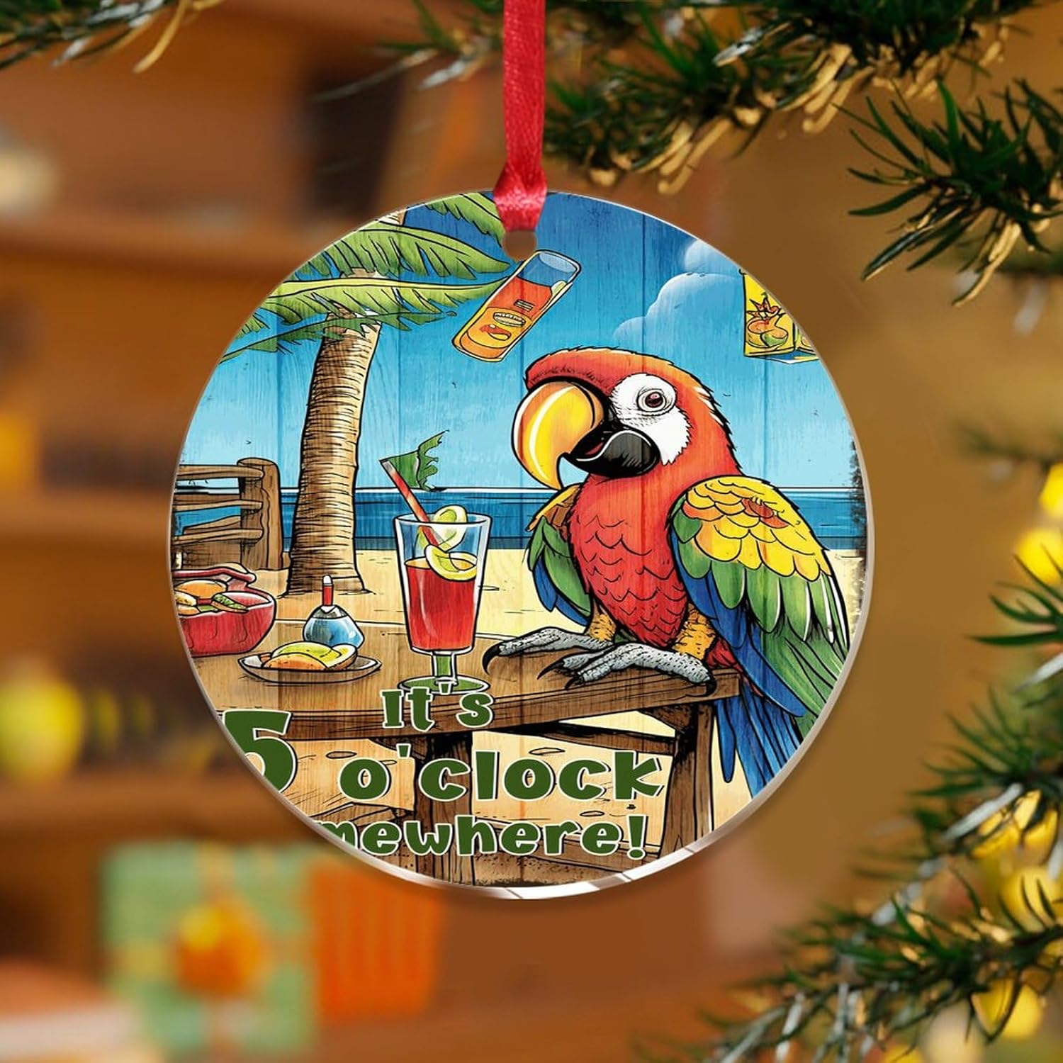 3 Inch Acrylic Christmas Ornament 2024 Flamingo Keepsake Bauble
