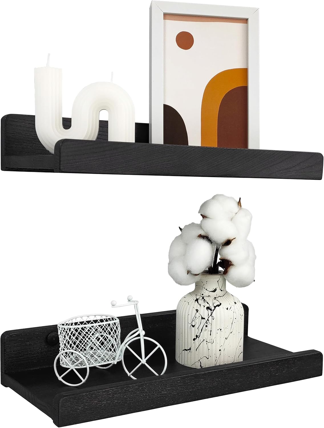 Wood Wedge Floating Shelves 12 Inch Set of 2