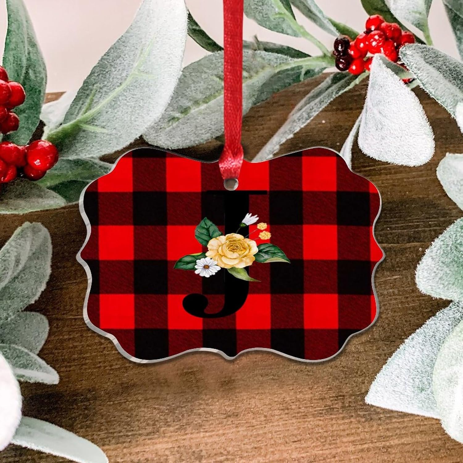 Clear Acrylic Christmas Ornaments with Initial J 2023
