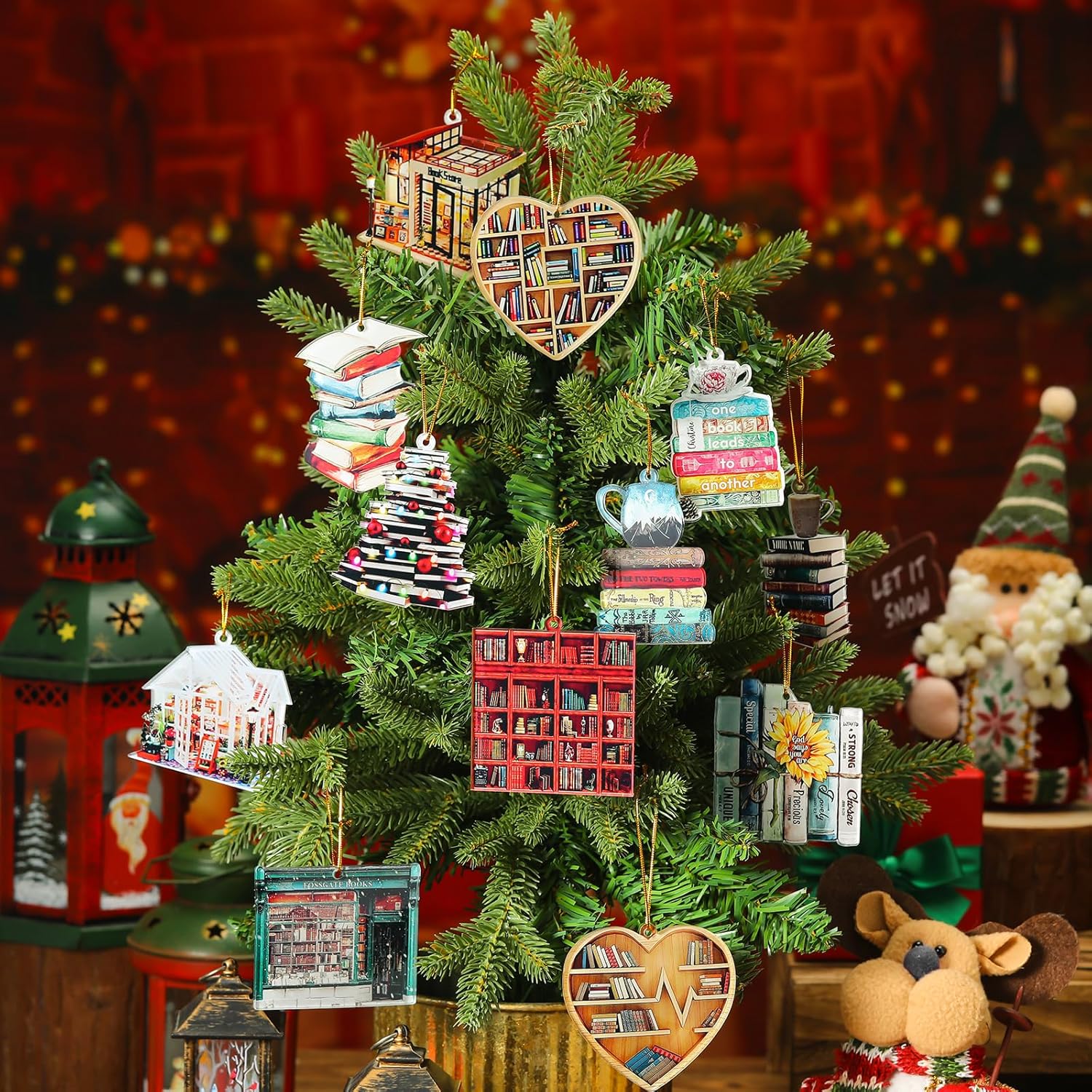 Wenqik 24 Pcs Book Themed Christmas Ornaments