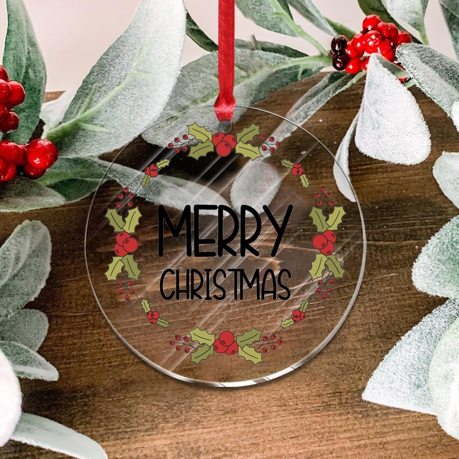 3 Inch Clear Acrylic Christmas Ornaments 2023 Hanging Decor