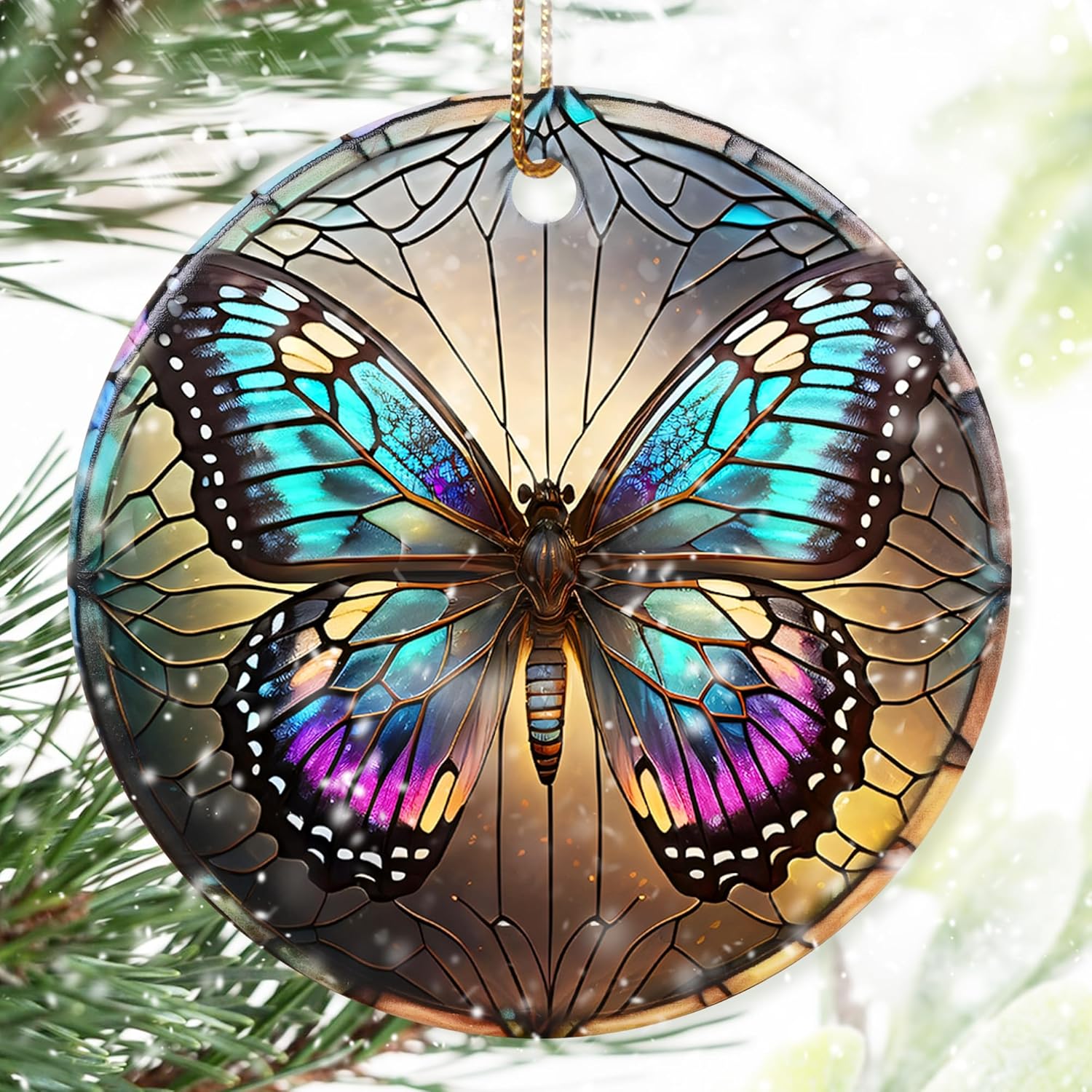 Colorful Ceramic Butterfly Christmas Ornament for Tree