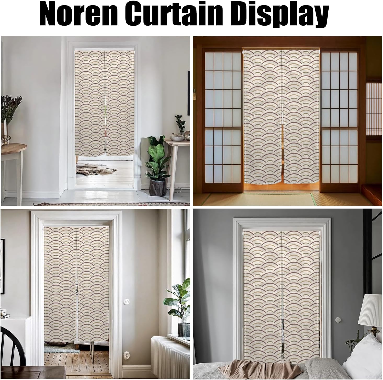 Japanese Noren Door Curtain with Wave Pattern