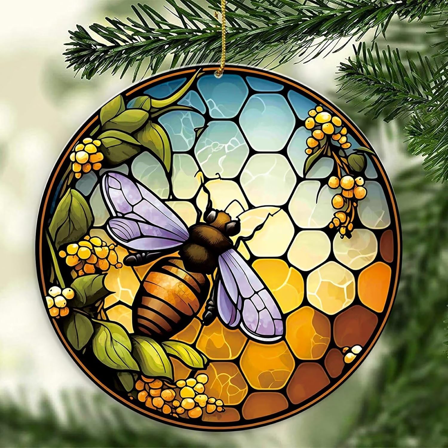 Floral Bee Christmas Tree Decor 2024 Hanging Ornament