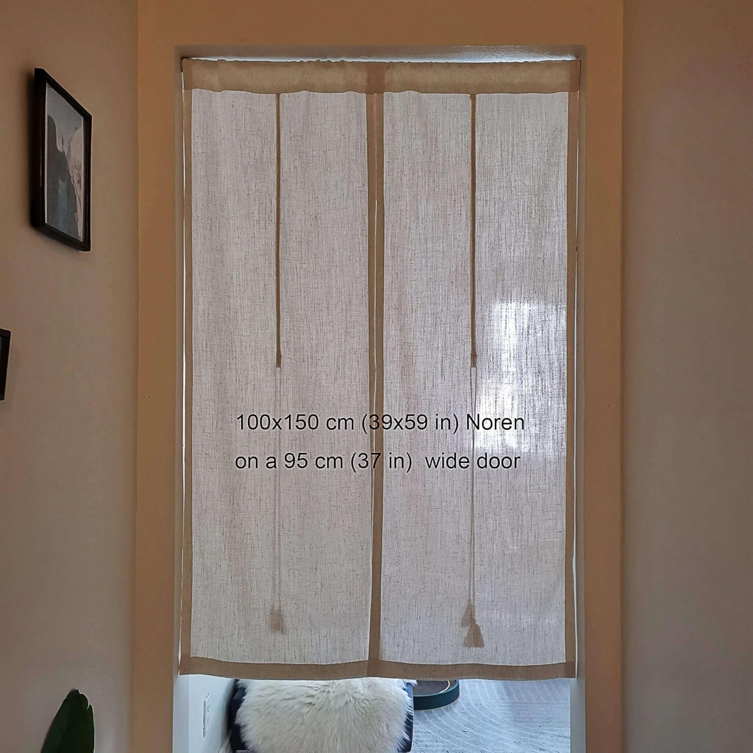 Japanese Linen Door Curtain with Tie-Backs