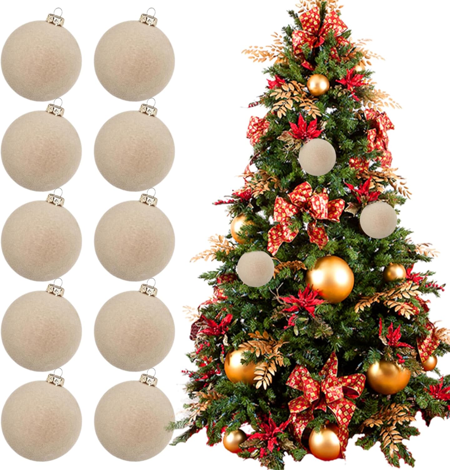 Wedhapy 12 Velvet Christmas Tree Balls 2 Inch