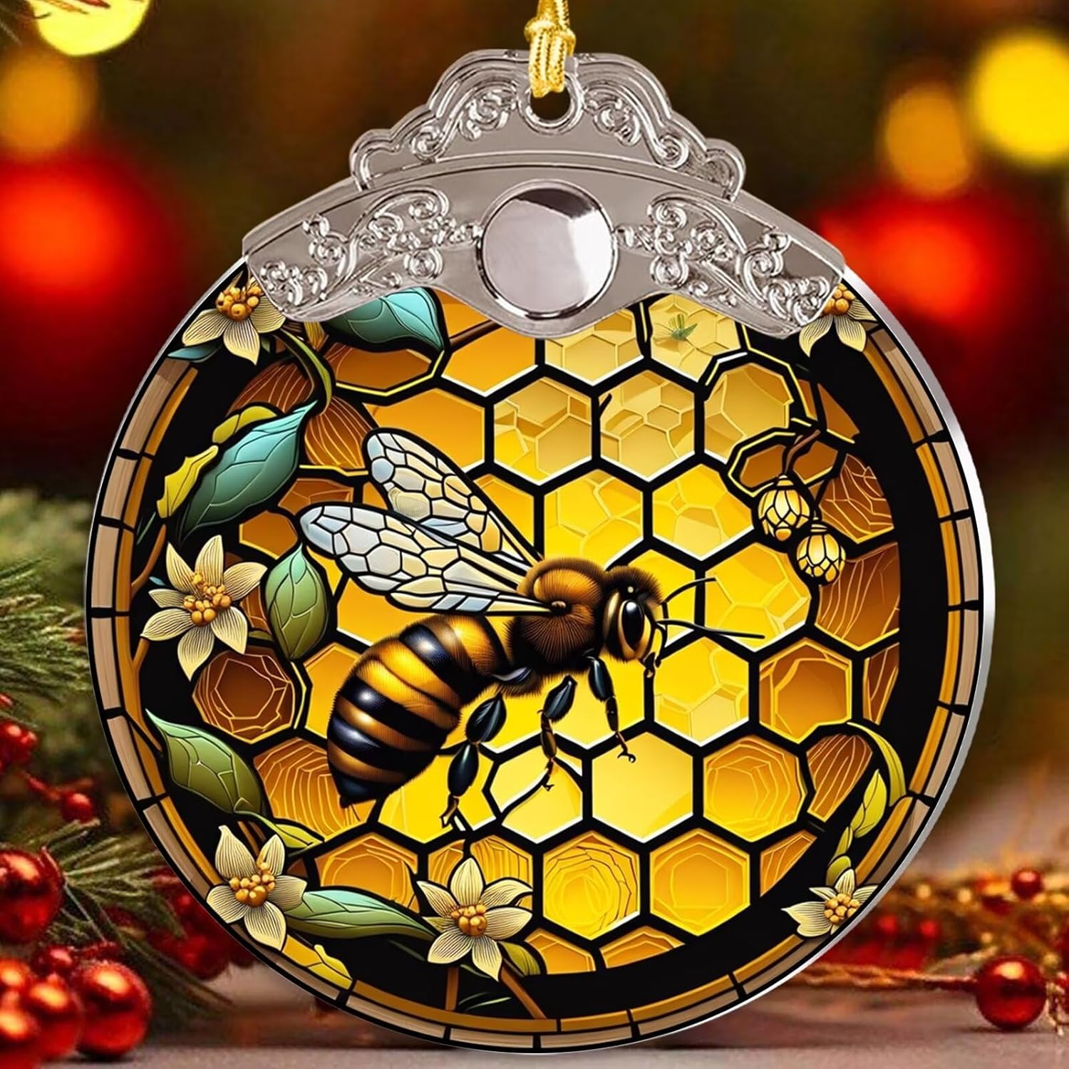 Bee Christmas Tree Ornaments with Silver Buckle