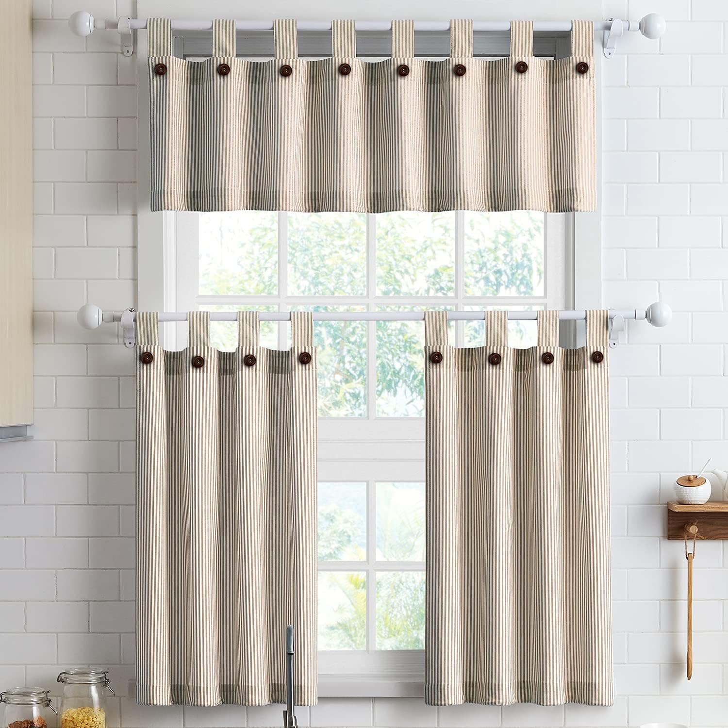 July Joy 3-Piece Cotton Tier Curtains with Valance