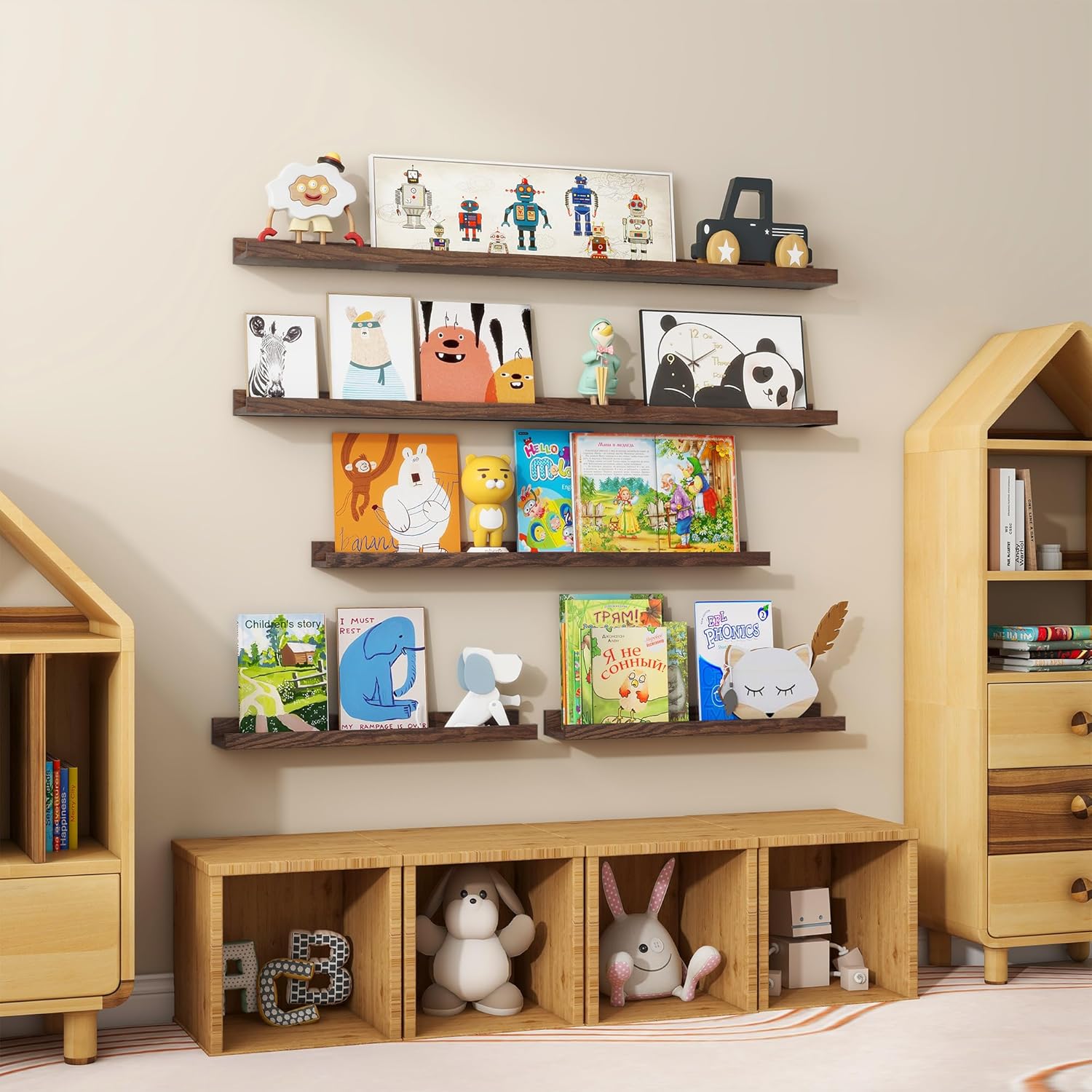 Floating Picture Ledge Shelves Set of 2 55 Inch Solid Oak