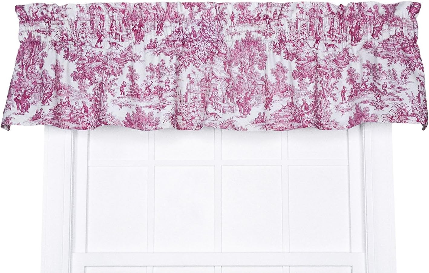 Victoria Park Toile Valance Curtain Red