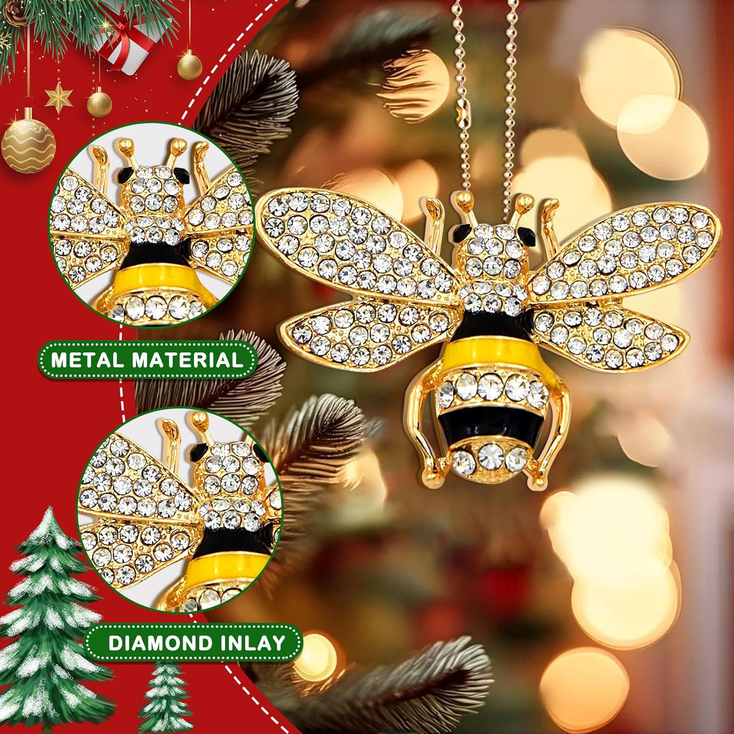 Honey Bee Hanging Ornament Set for Christmas