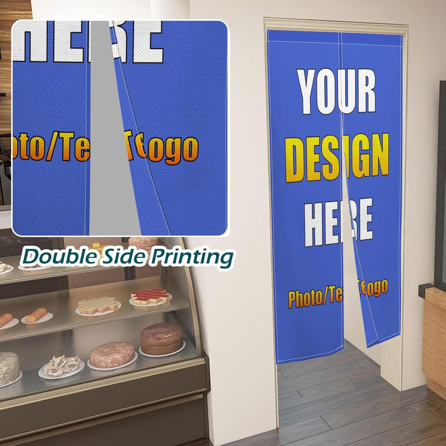 Leowefowa Custom Double Sided Noren Curtain for Doorway Partition