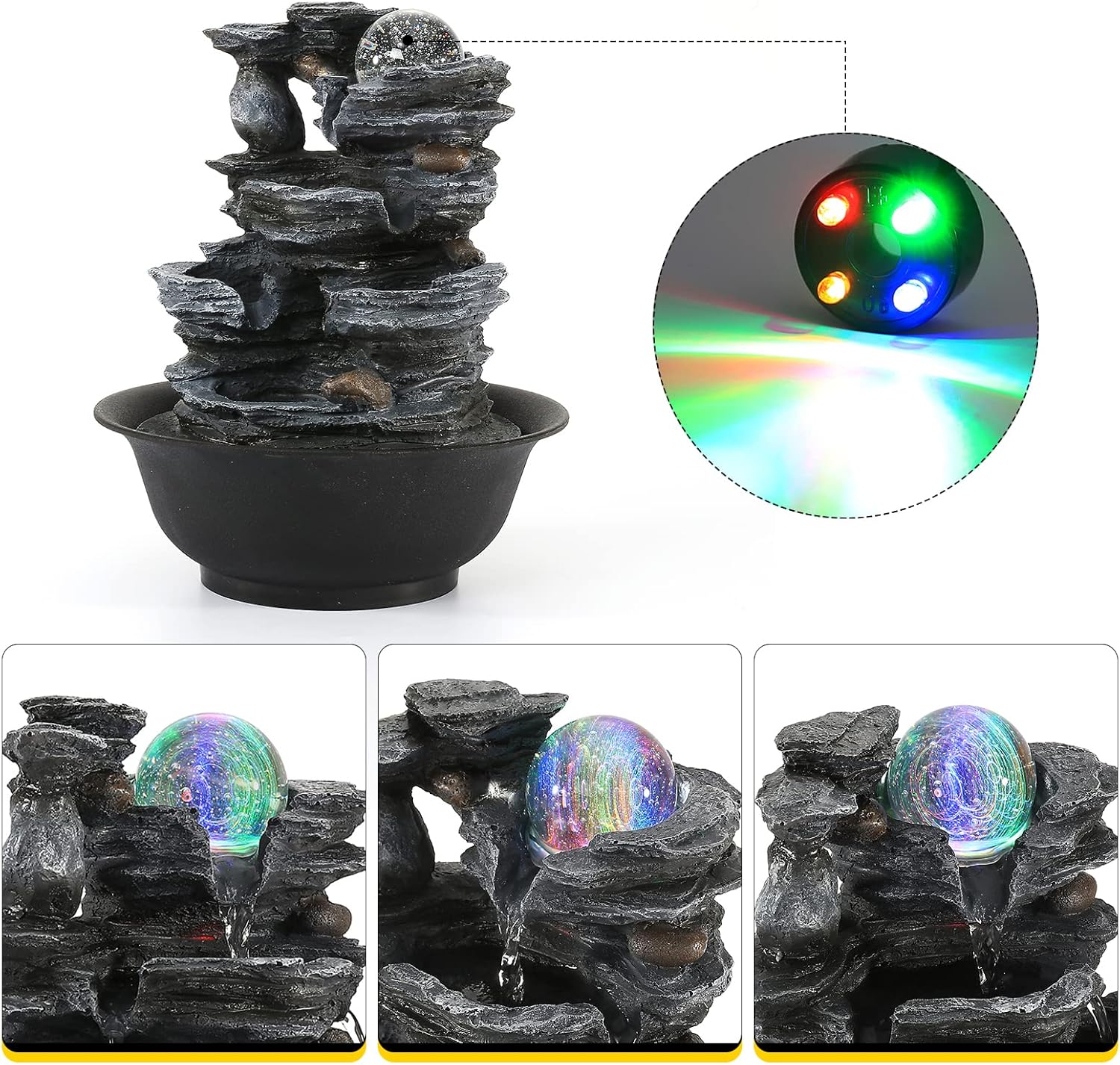 Dyna-Living Tabletop Water Fountain with LED Light