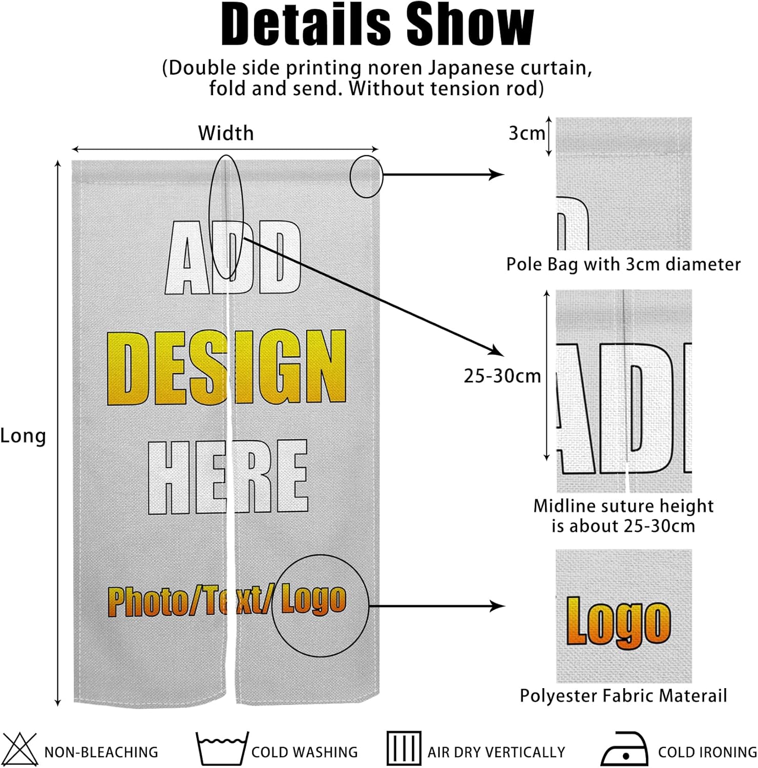 Customizable Double Sided Doorway Curtain with Picture 34x60 Inch