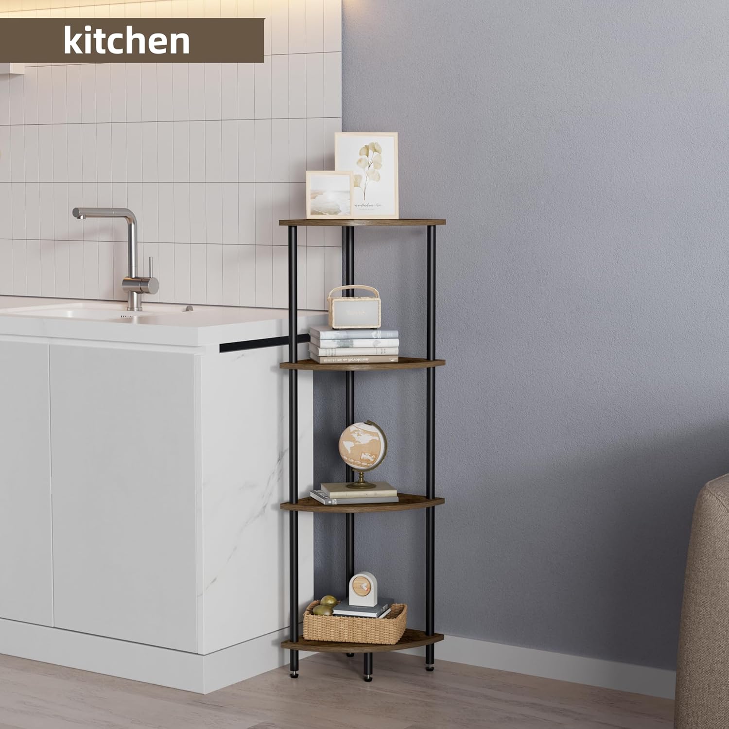 4 Tier Corner Shelf Bookcase Plant Stand