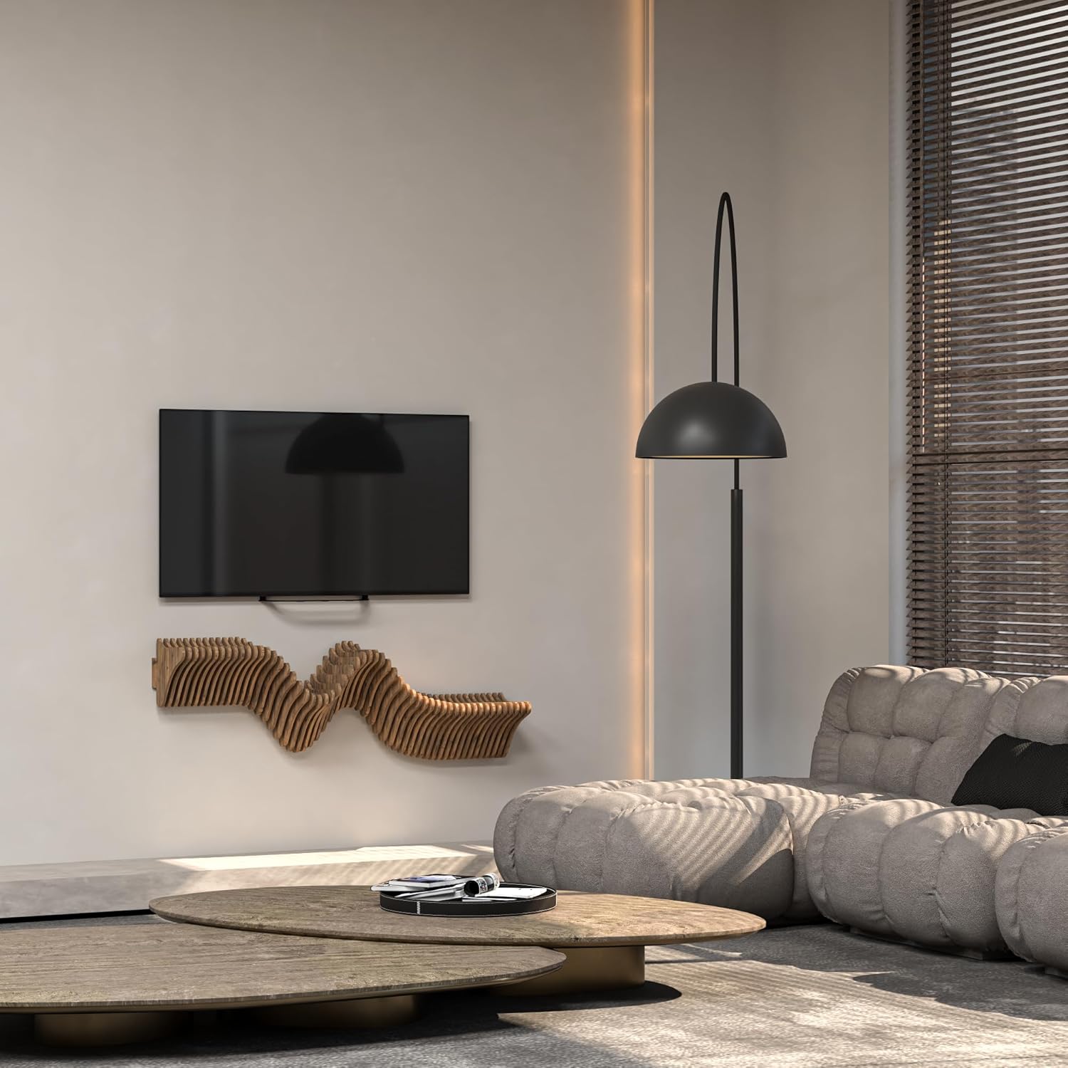 Batamex 40 Inch Wavy Floating Shelf TV Unit