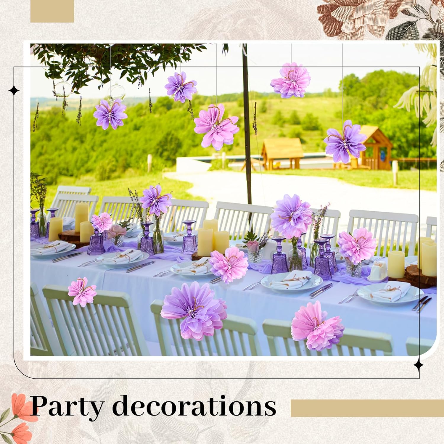 12 Pcs Purple Gradient 3D Hanging Butterfly Decorations