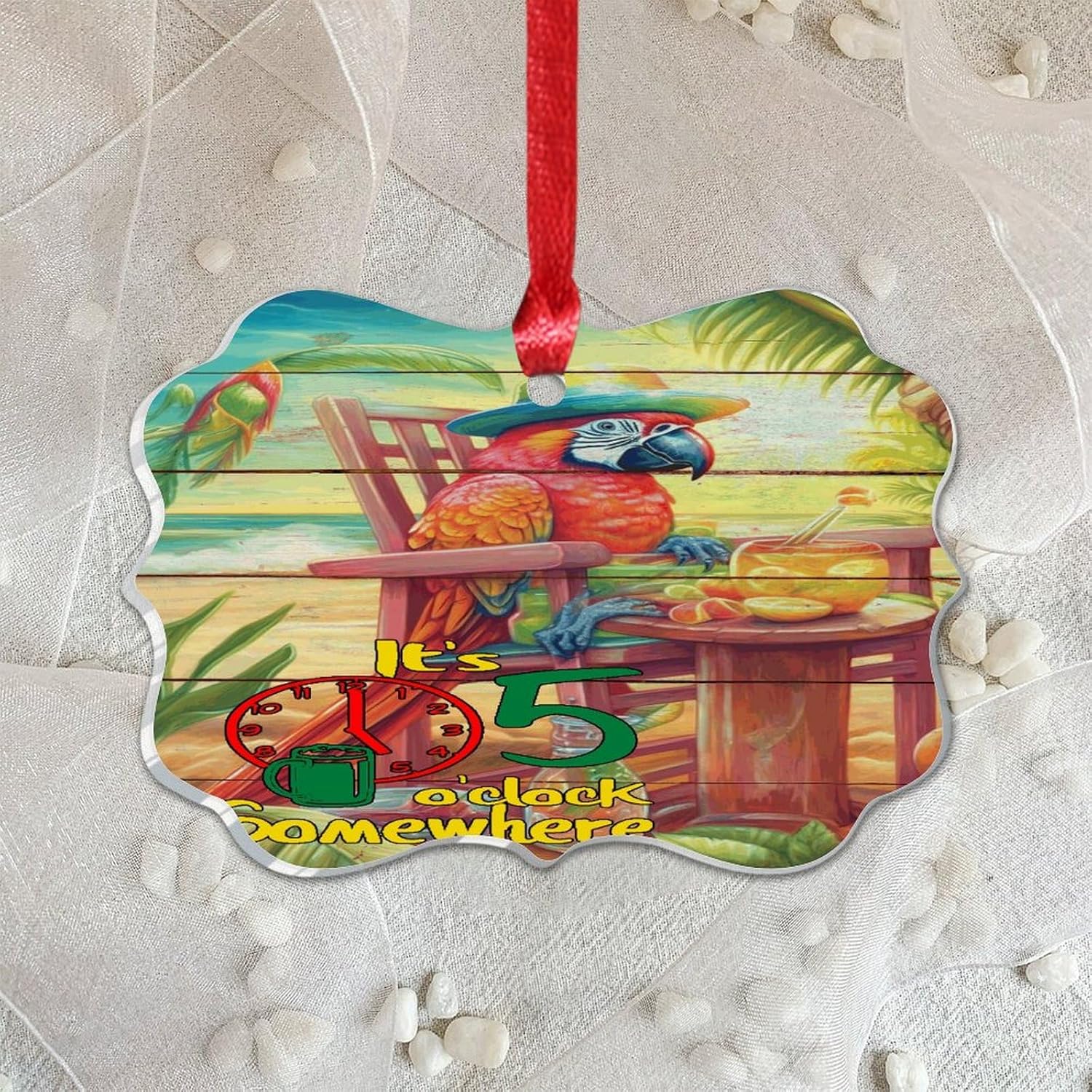 3 Inch Acrylic Christmas Ornaments 2024 Decorative Parrot Flamingo Baubles