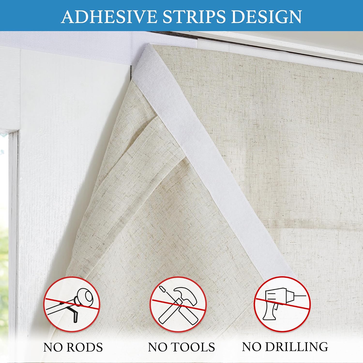 RYB HOME Linen Blended French Door Curtain