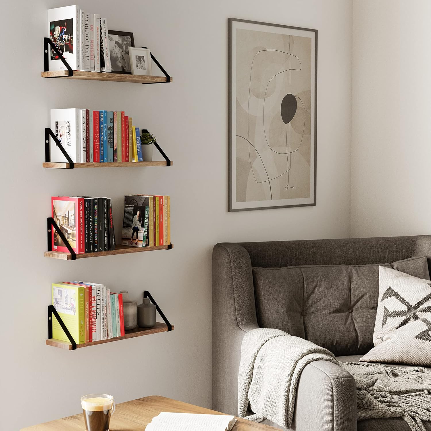 Wallniture Ponza Floating Shelves Wall Mounted Set of 4