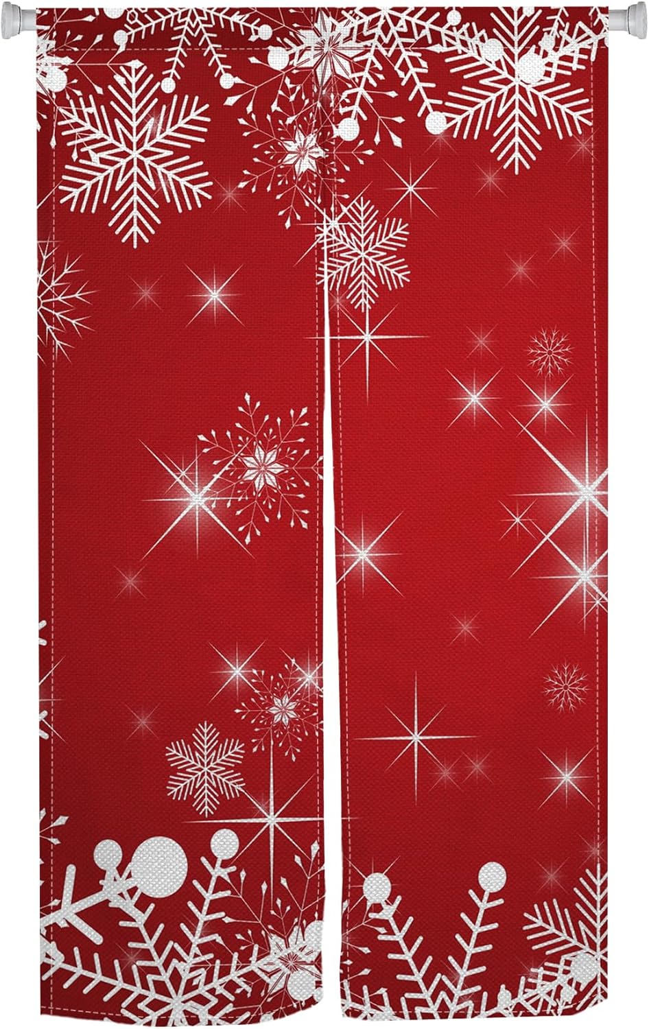 Japanese Noren Door Curtain with Christmas Red and Snowflake Pattern