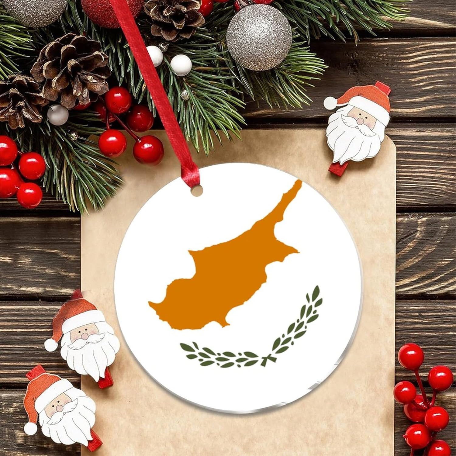 3 Clear Acrylic Christmas Ornaments 2023 Cyprus Flags Decorative Baubles
