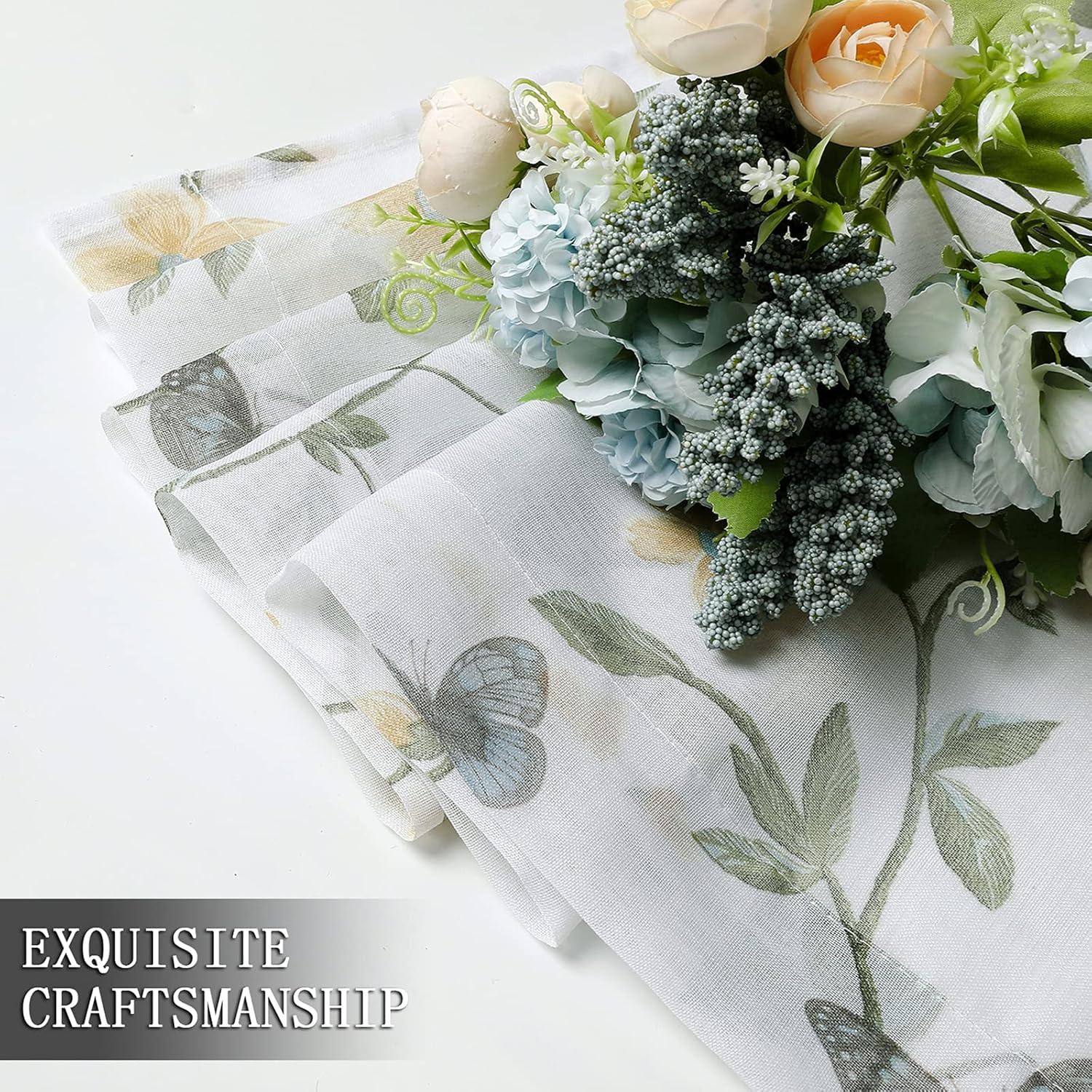 Tollpiz Sheer Floral Tier Curtains Set of 2