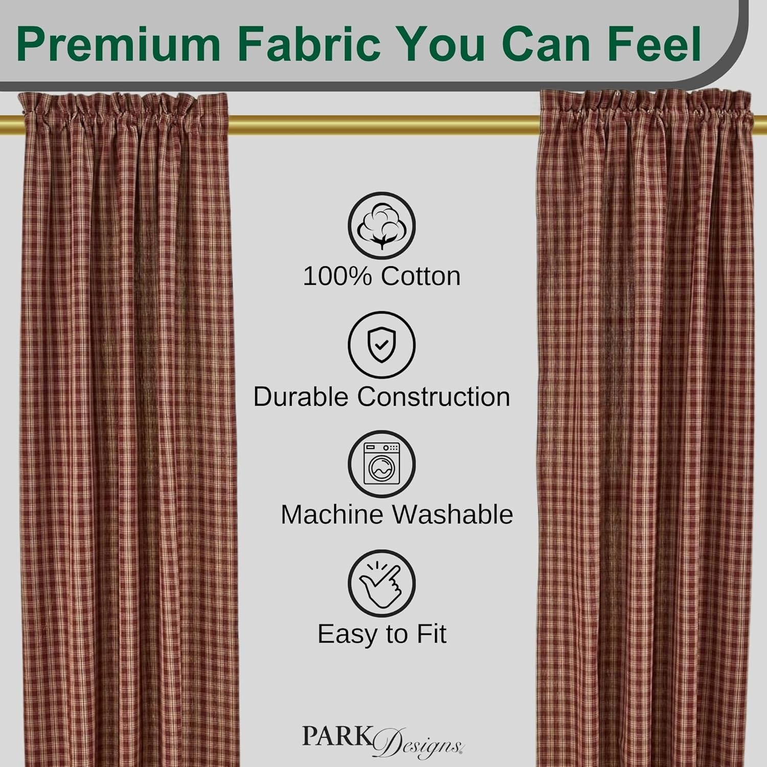 Park Designs Sturbridge Country Wine Panel Curtains 72x63