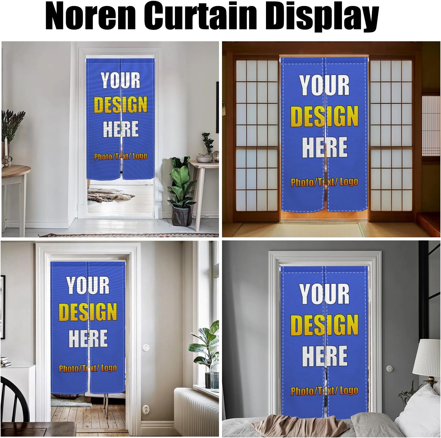 Leowefowa Custom Double Sided Noren Curtain for Doorway Partition