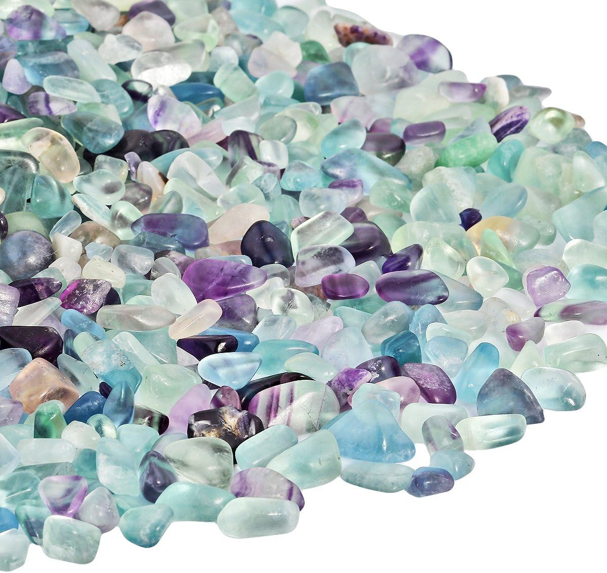 SUNYIK Fluorite Black Obsidian Tumbled Chips 1 Pound