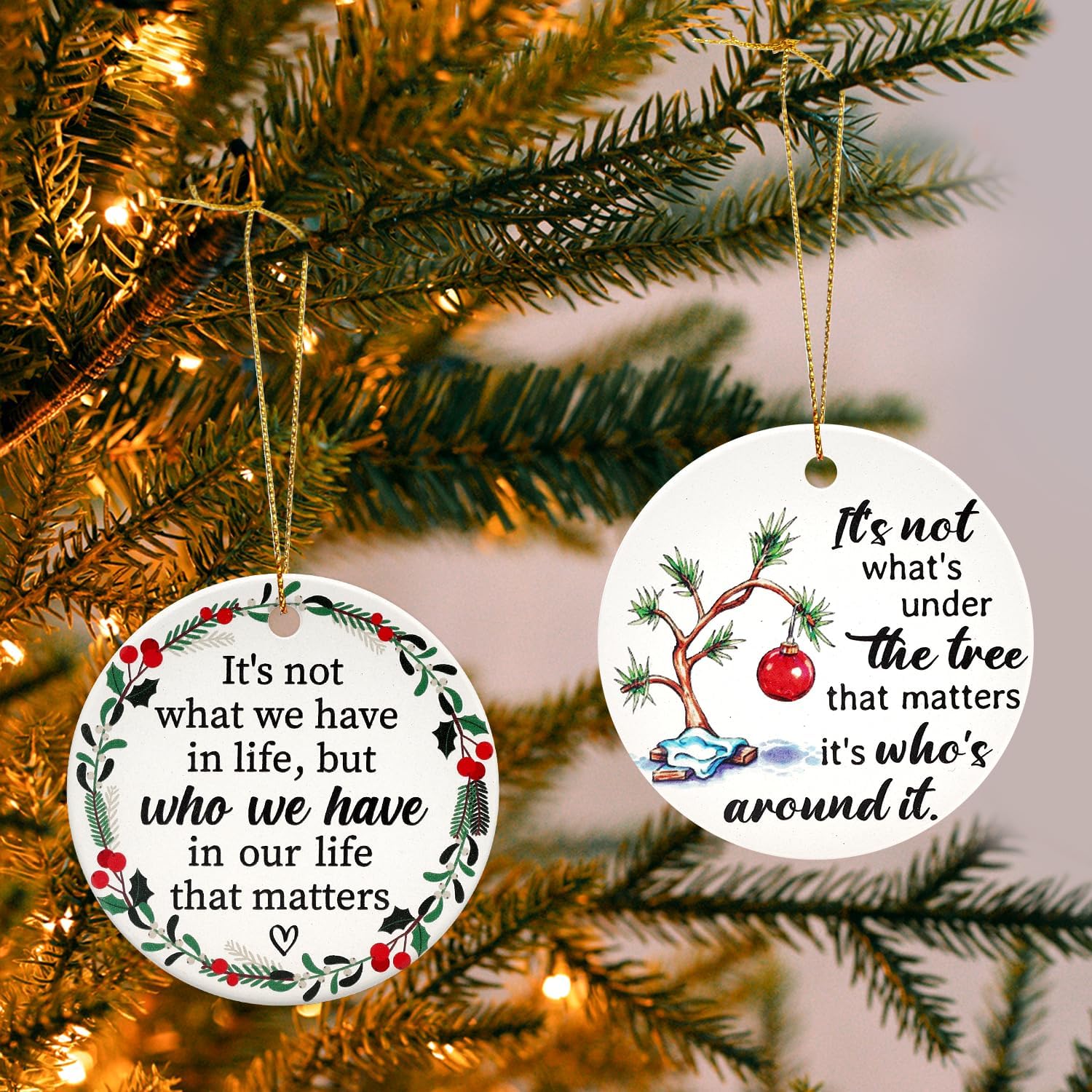 Deceram Mini Ceramic Christmas Ornaments for Friends Family
