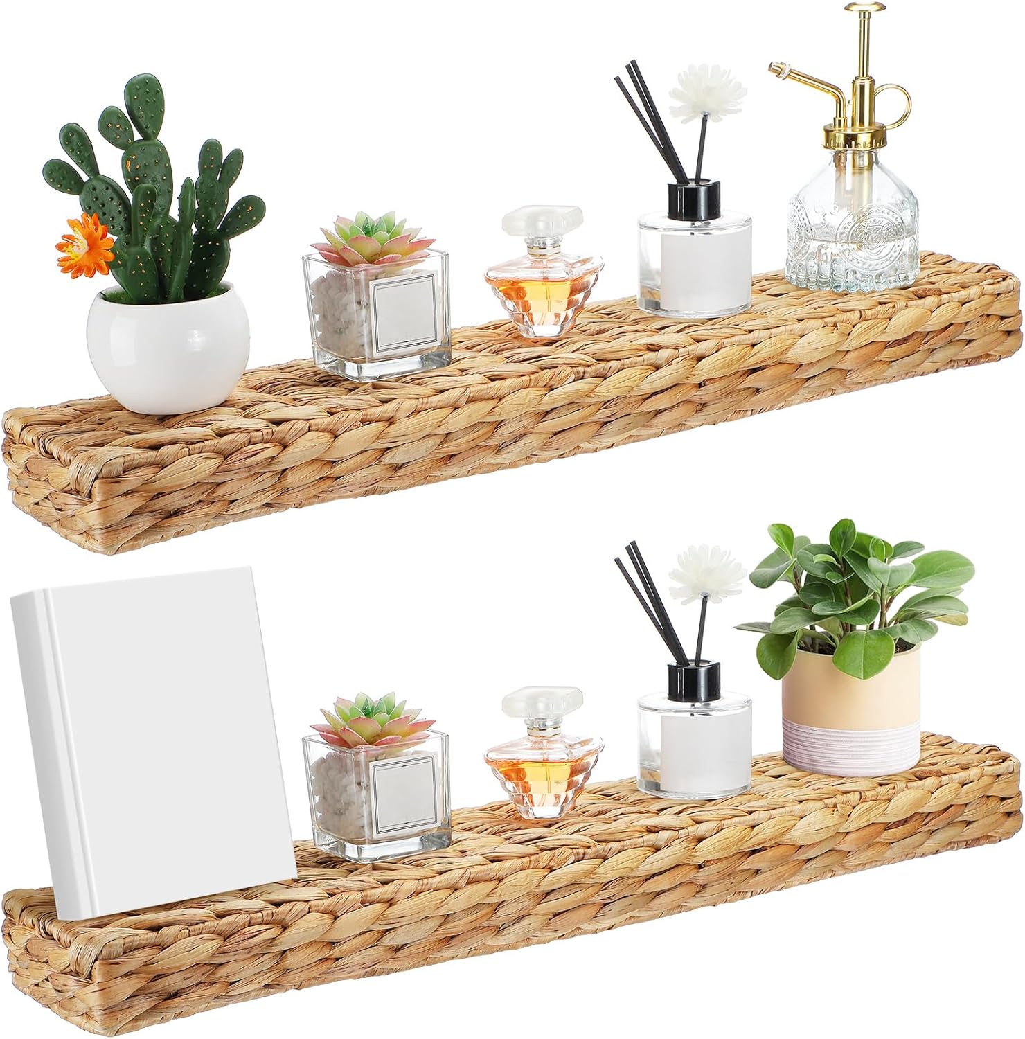 Pinkunn 2 Pack Rustic Floating Wall Shelves for Home Use