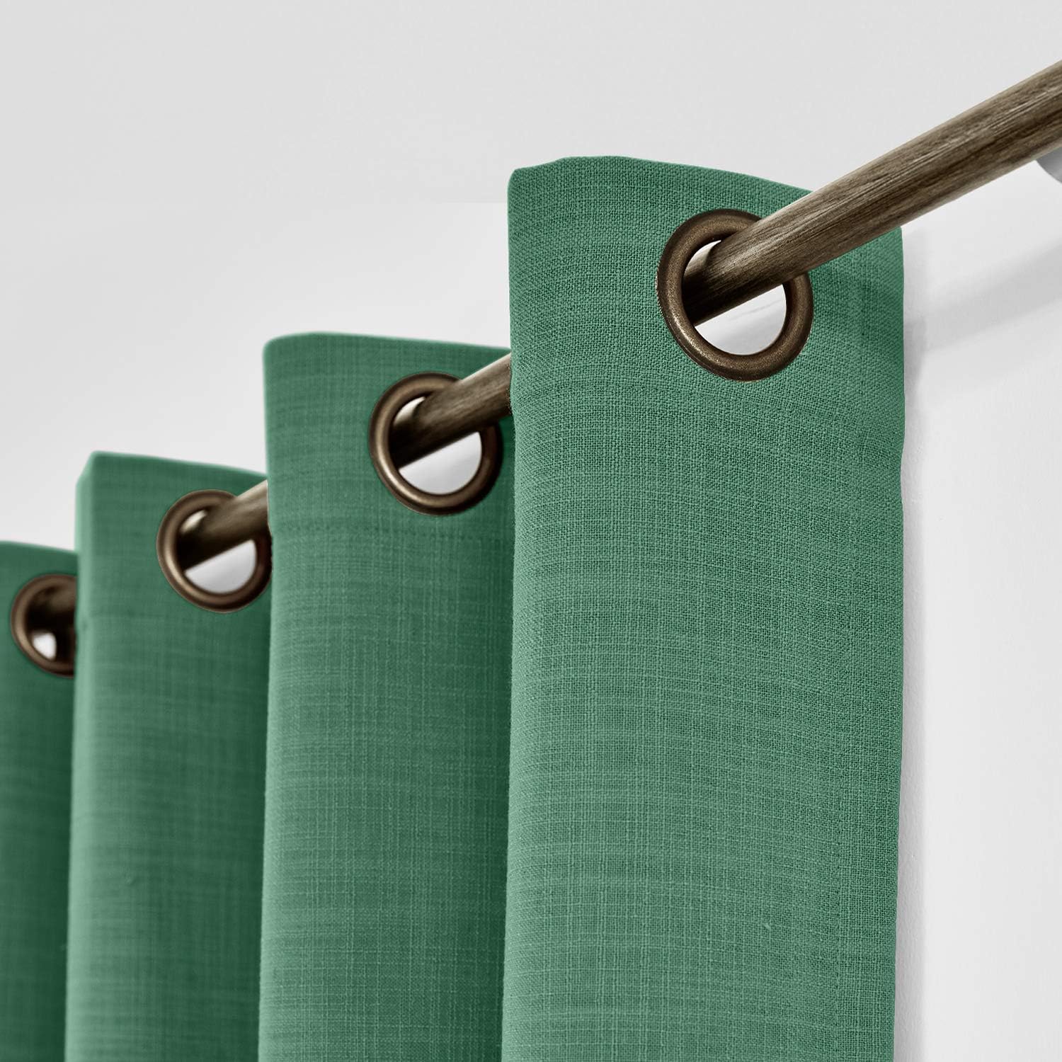 ChadMade 50W x 84L Peacock Faux Linen Curtain with Blackout Lining