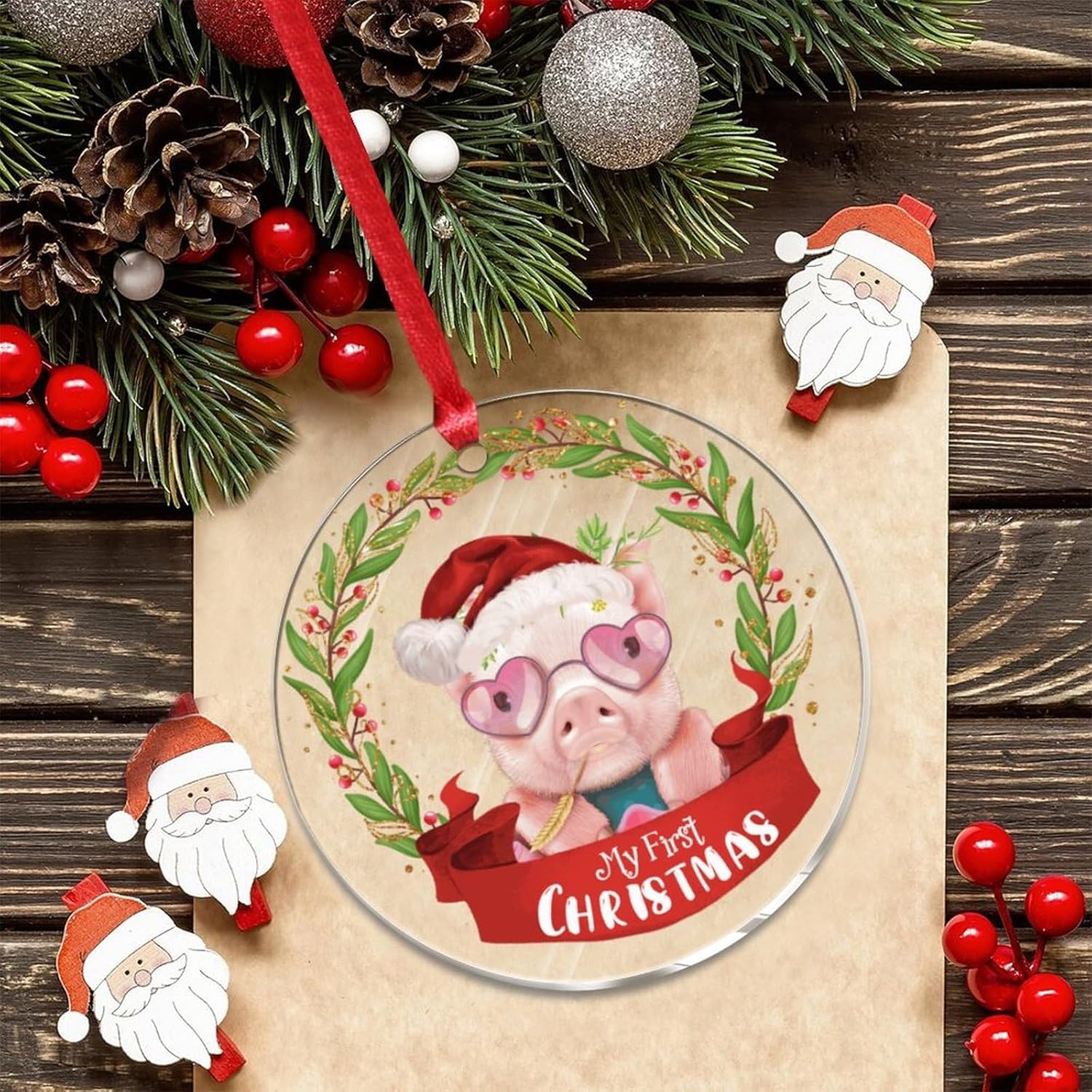 3 Inch Clear Acrylic Christmas Ornaments 2023 1