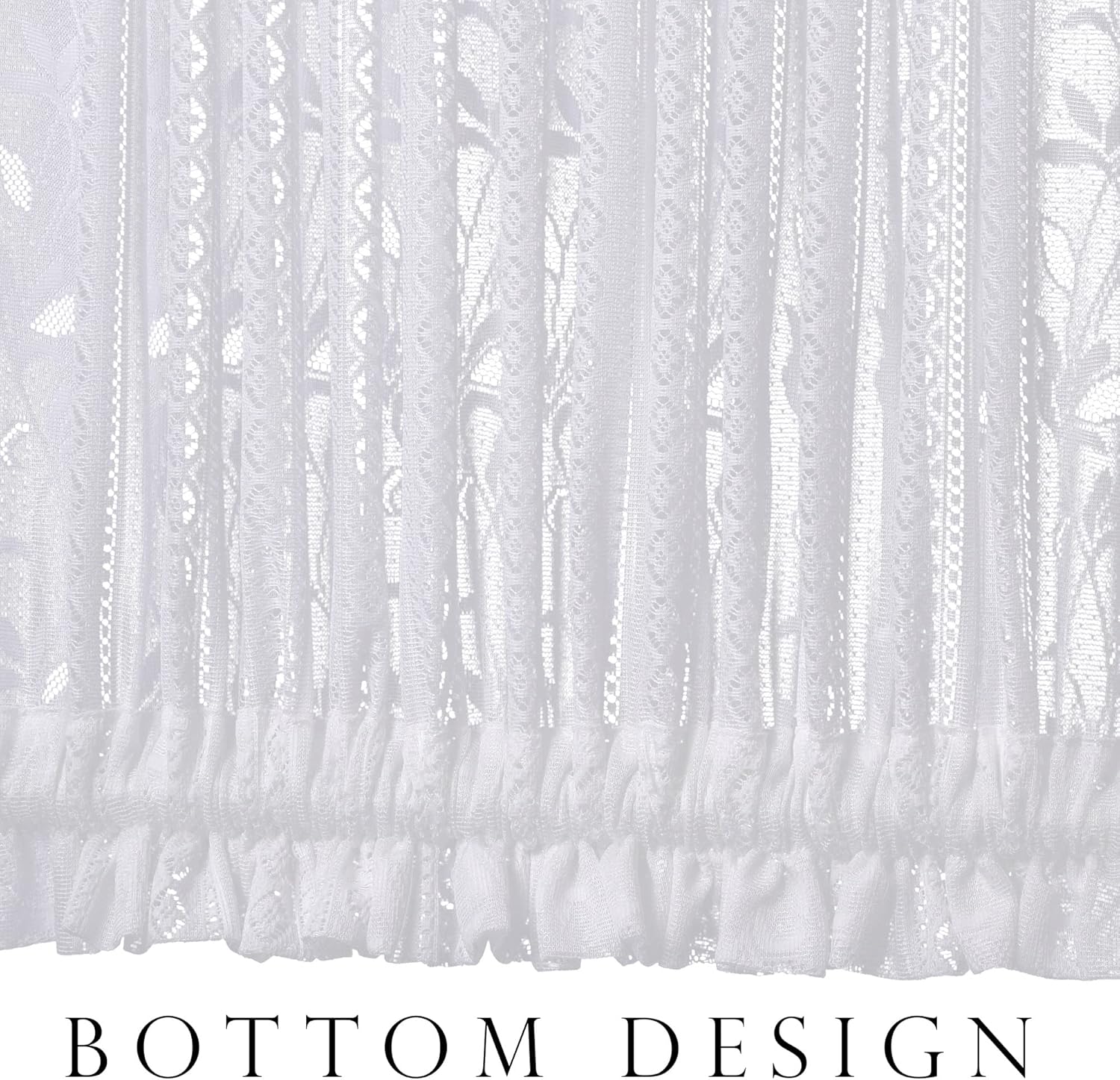 2 Pcs White Lace French Door Curtain Panels 72 Inch Long