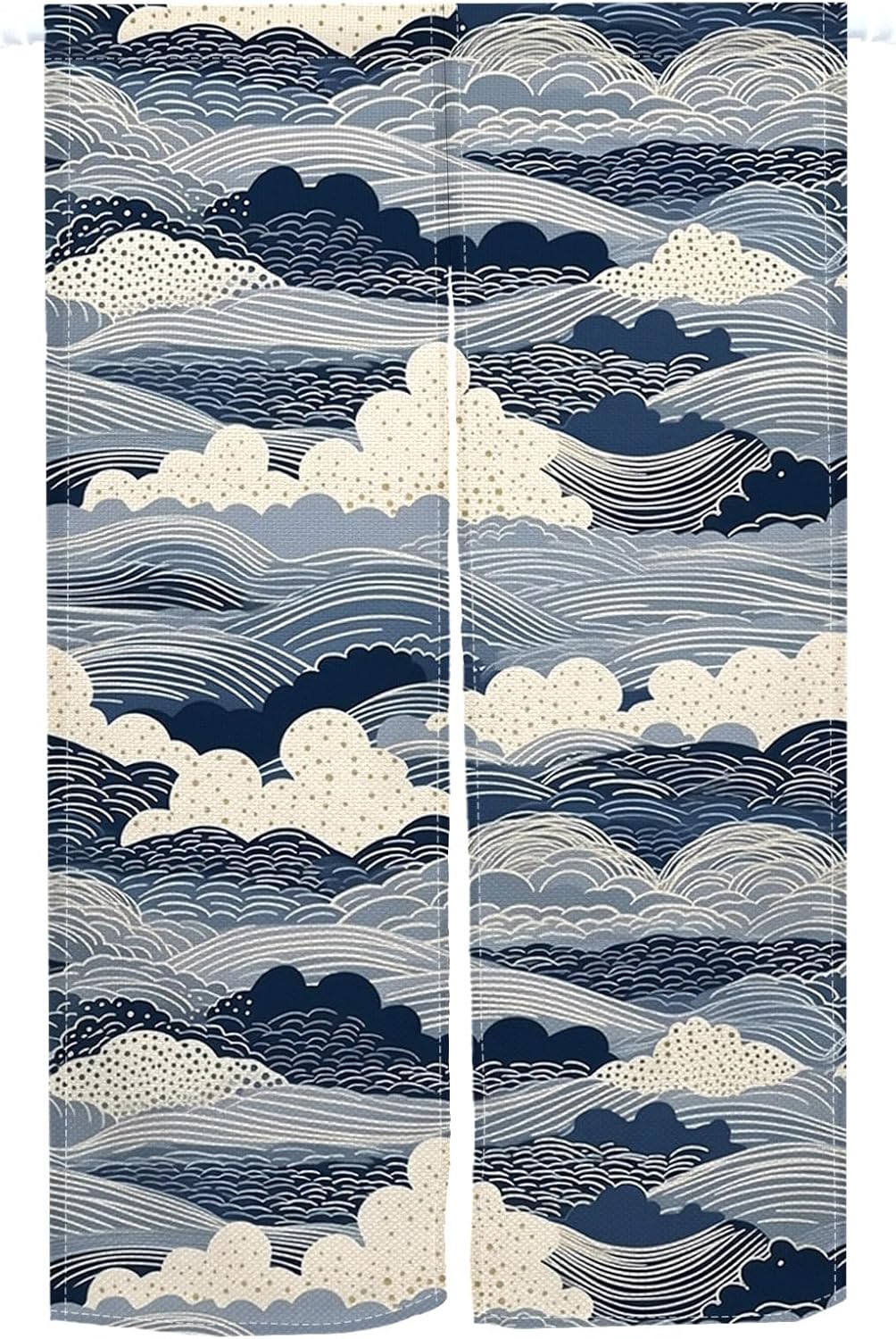Leowefowa Japanese Noren Door Curtain Great Wave Ukiyoe Art