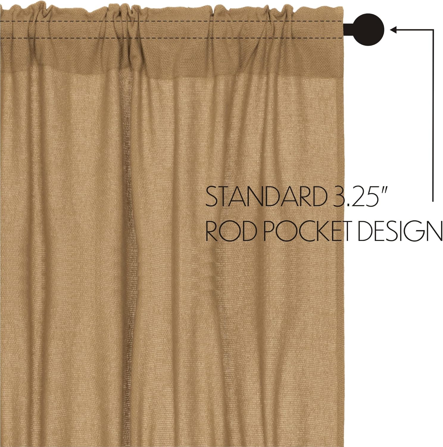 VHC Brands Prairie Panel Pair Tan Rod Ties Window Curtains