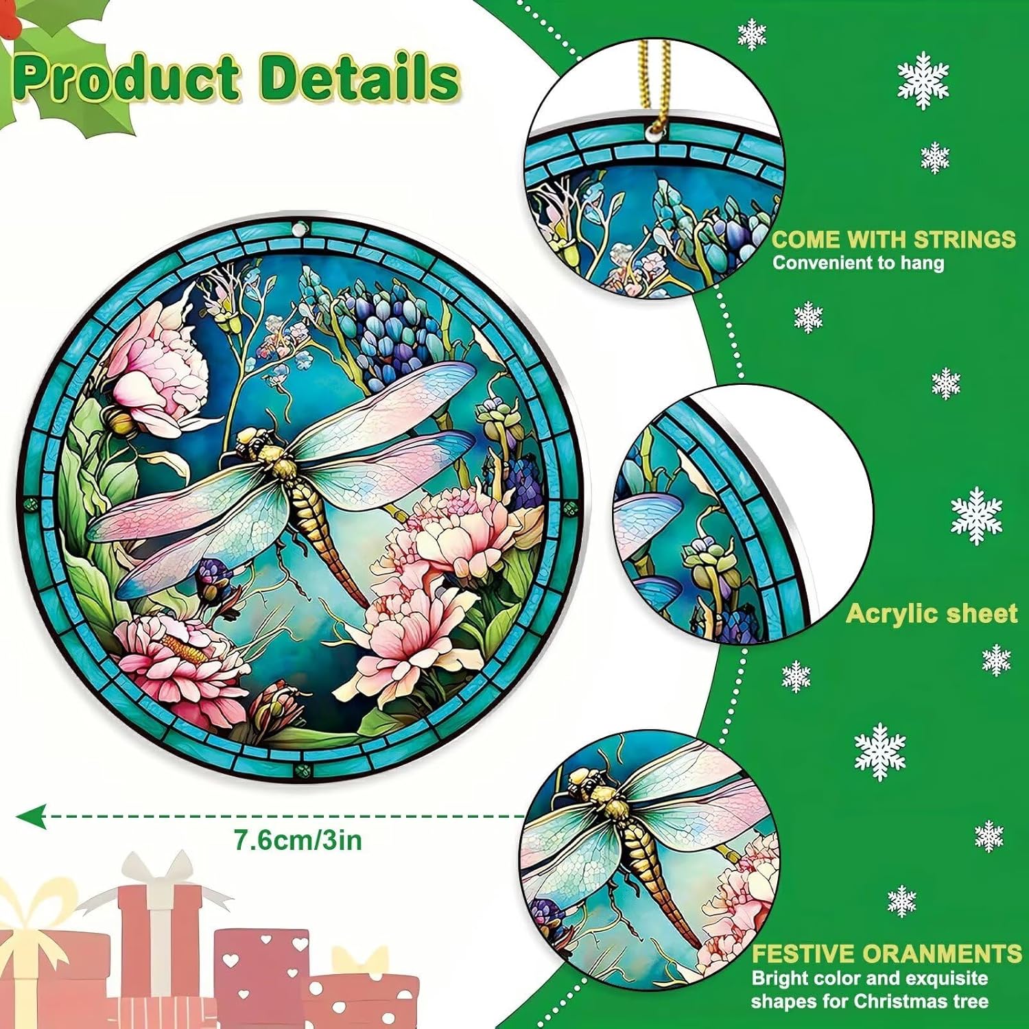 Dragonfly Christmas Ornament 2024 Hanging Decor