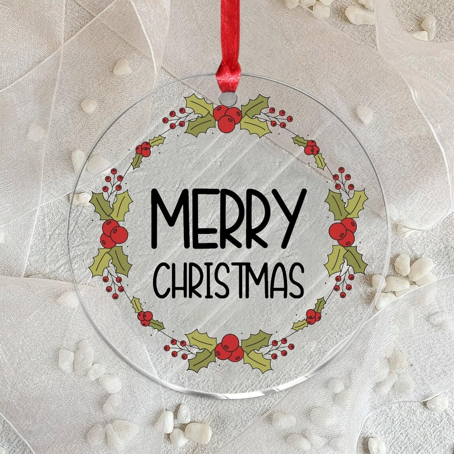 3 Inch Clear Acrylic Christmas Ornaments 2023 Hanging Decor