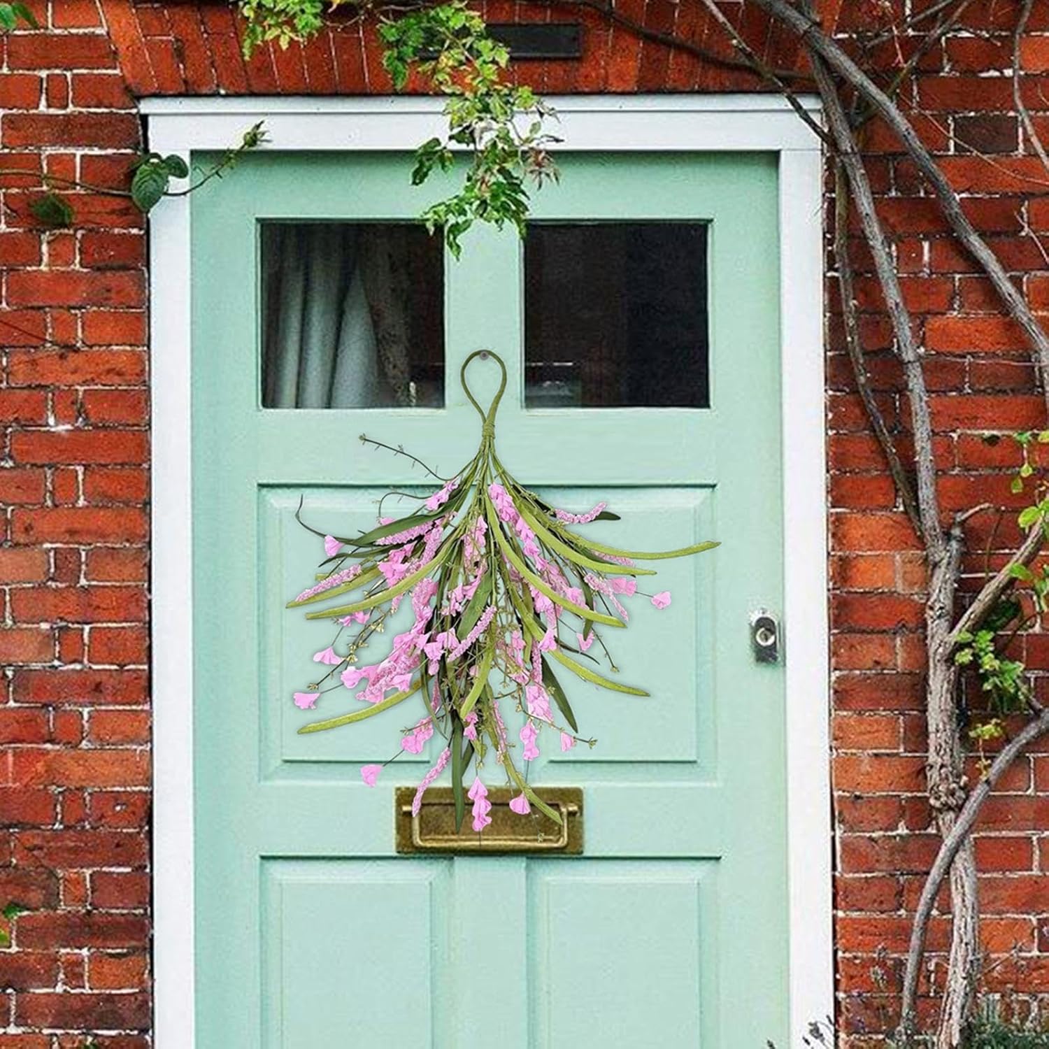 Koautios Front Door Teardrop Wreath Wall Hanging Decor