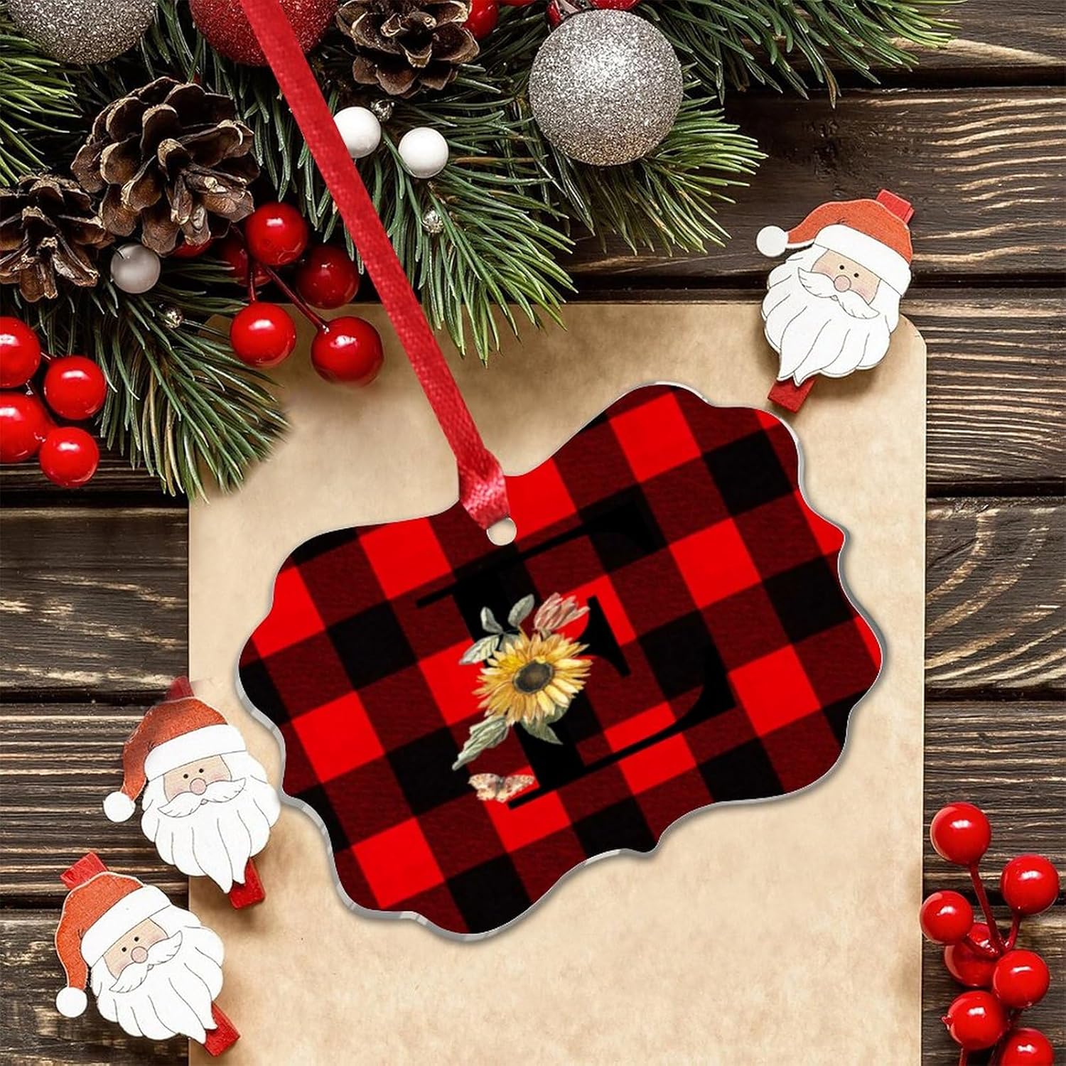 2023 Acrylic Christmas Ornament Black Monogram E