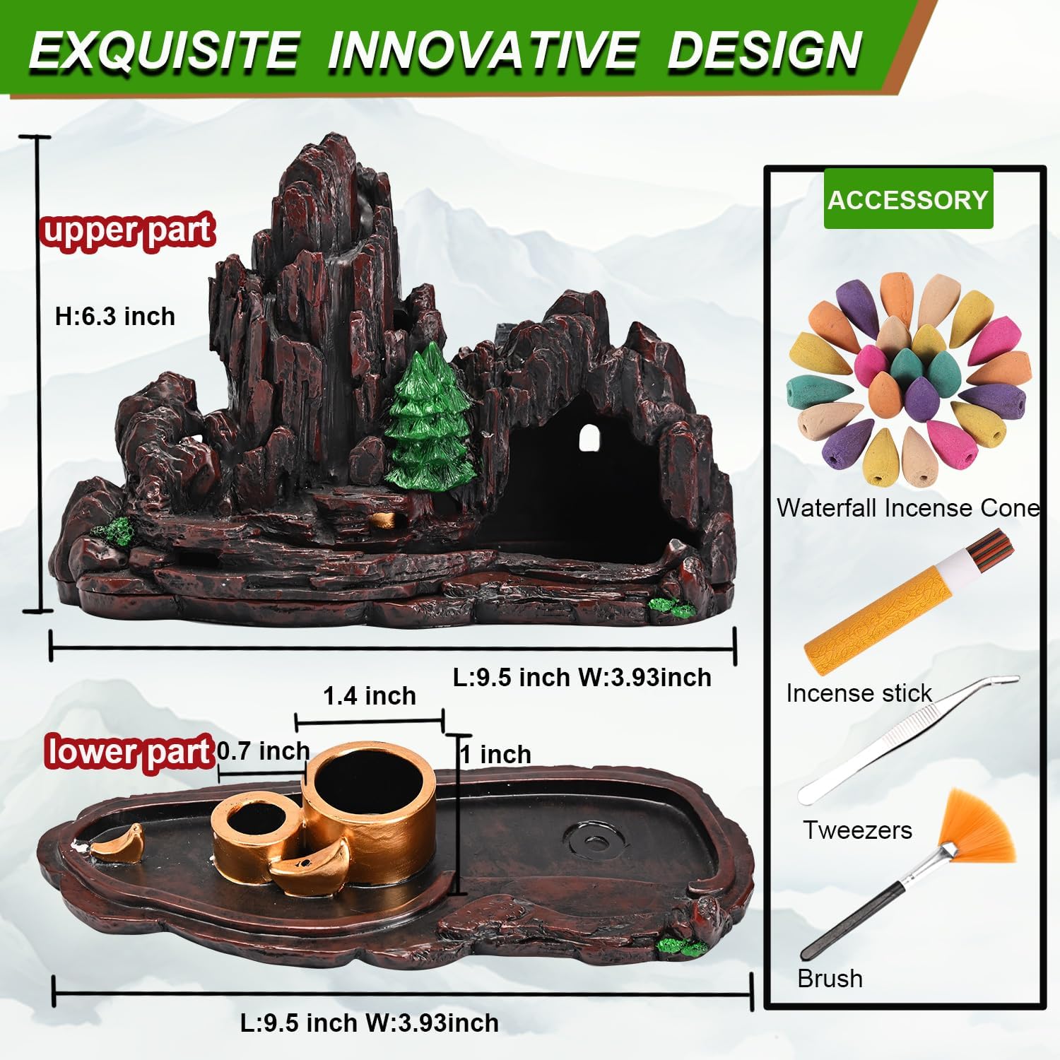 5 in 1 Mountain Waterfall Incense Holder