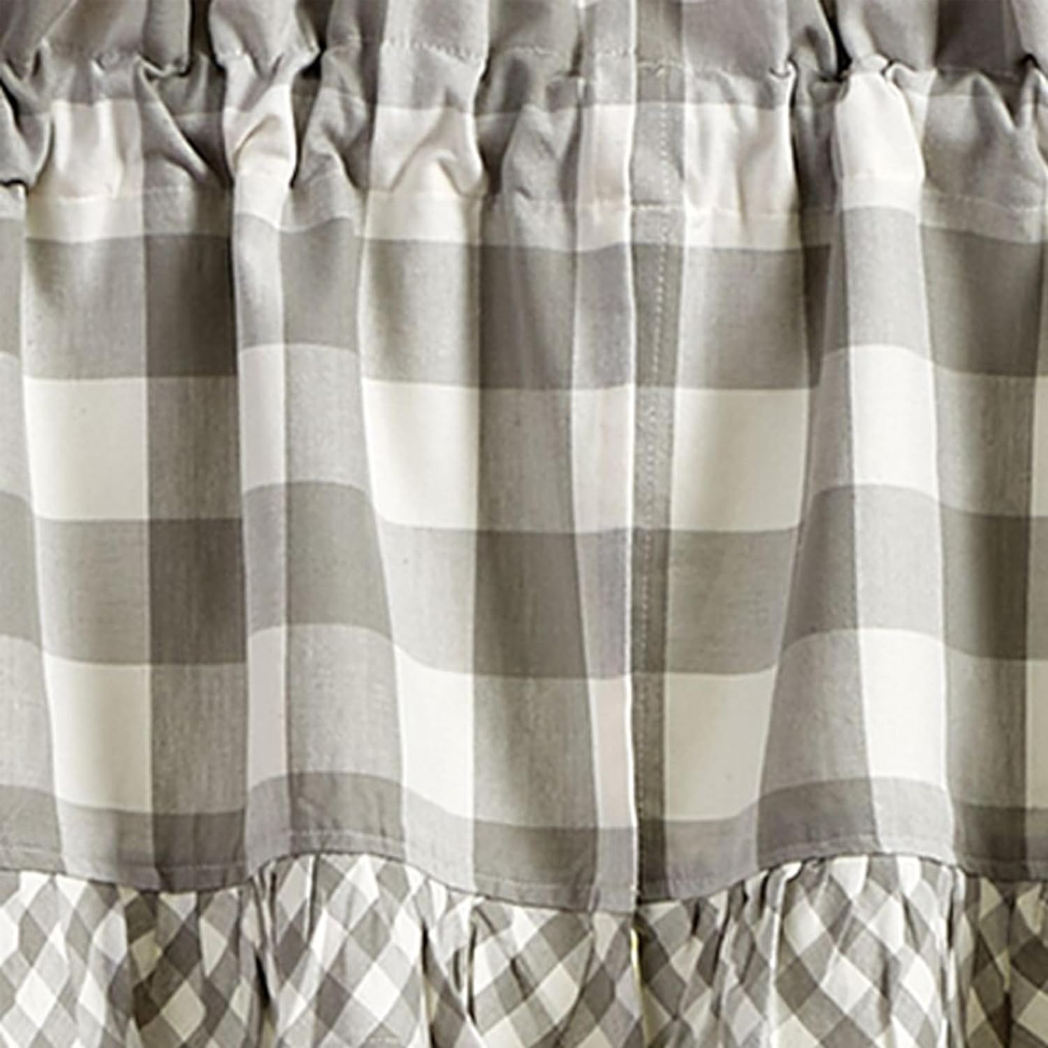 Park Designs Wicklow Ruffled Swags - Dove Gray Cream Buffalo Check