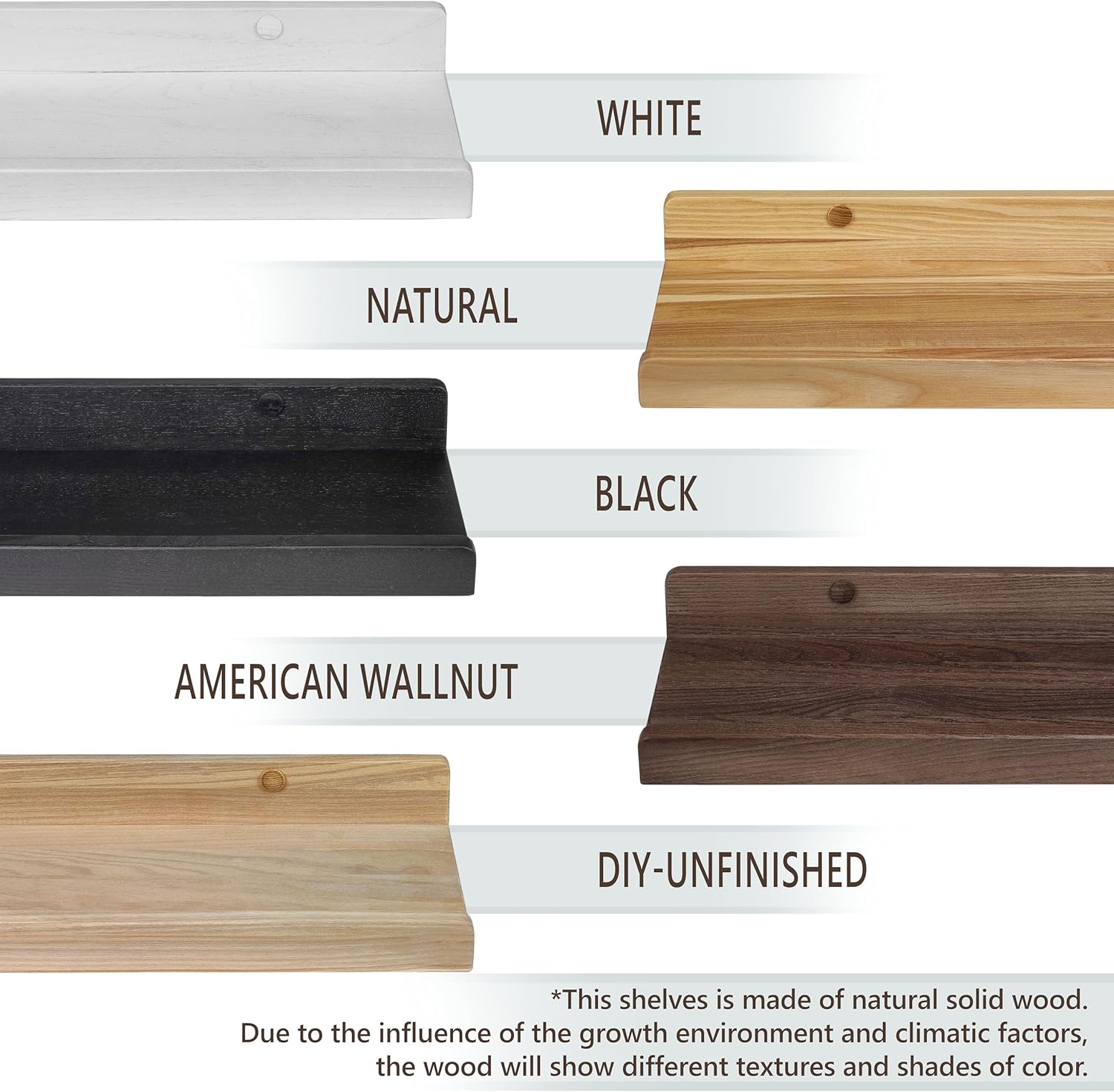 Wood Wedge Floating Shelves 12 Inch Set of 2