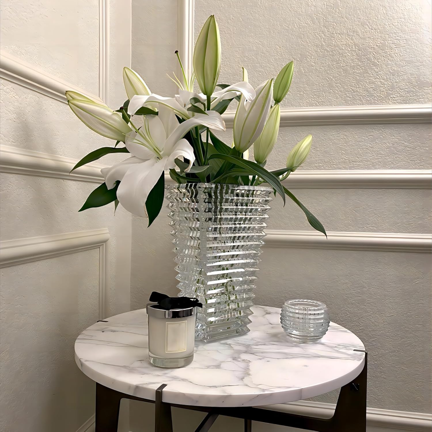 Crystal Glass Vase 11 Inches for Flowers