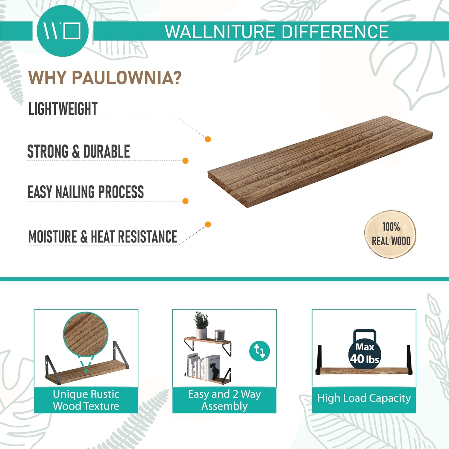 Wallniture Ponza Floating Shelves Wall Mounted Set of 4