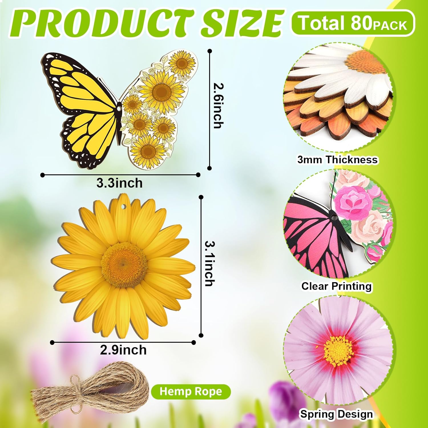 40 Pcs Spring Flower Butterfly Hanging Ornaments Set