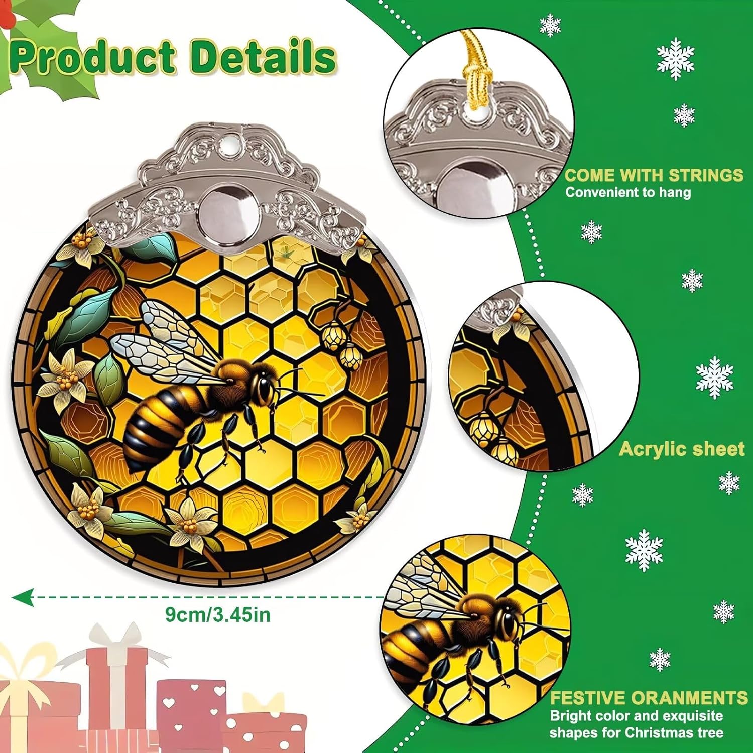 Bee Christmas Tree Ornaments with Silver Buckle