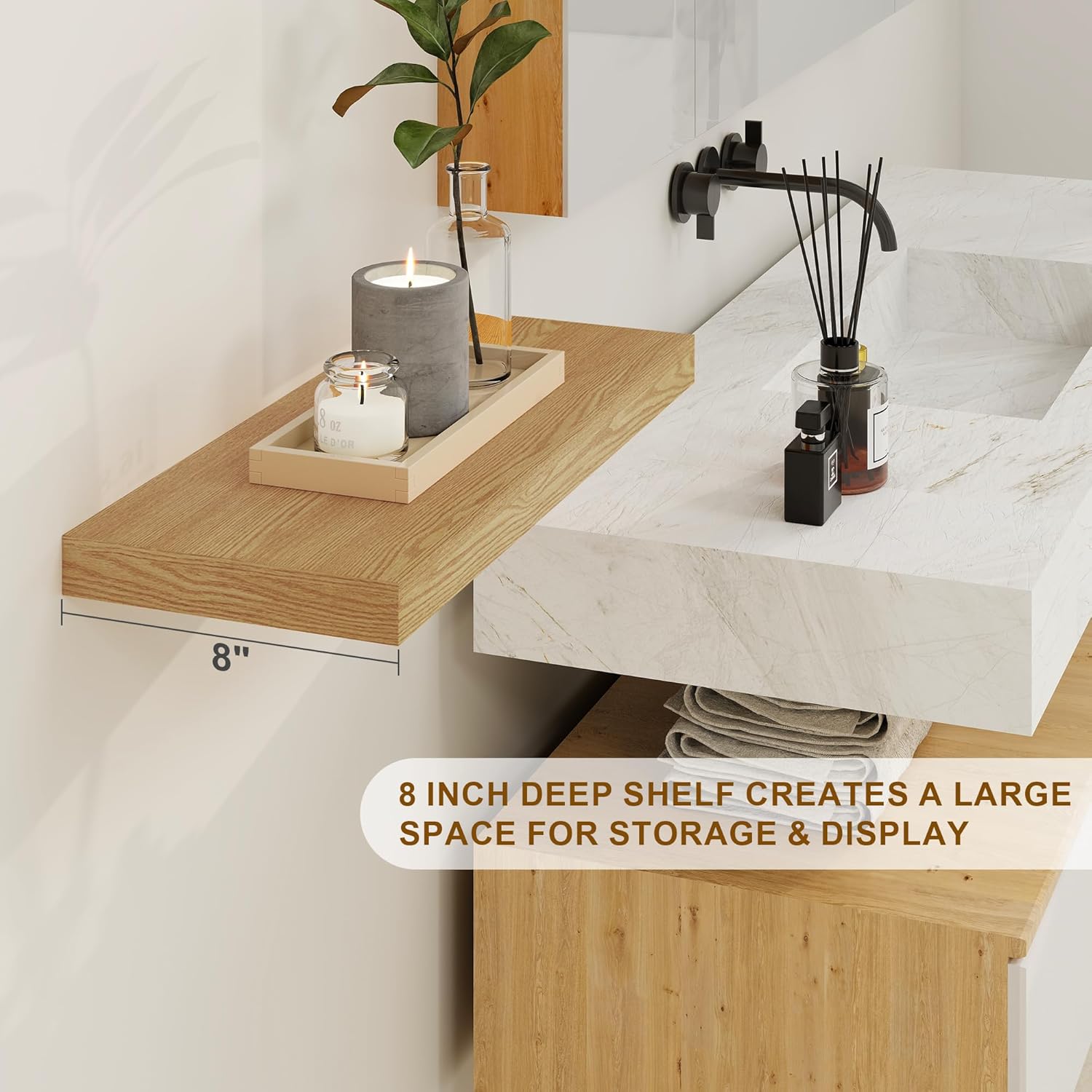 Fun Memories 36 Inch Floating Shelf Set of 2 Oak
