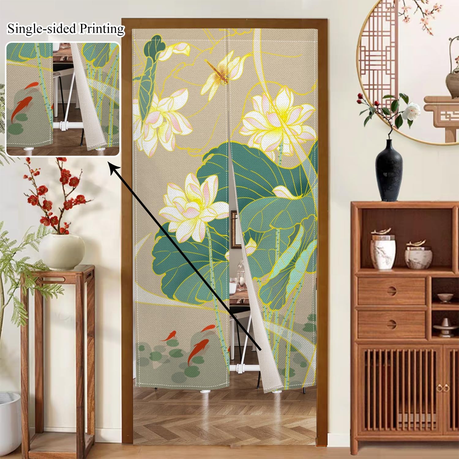 Japanese Noren Door Curtain with Ukiyoe Design
